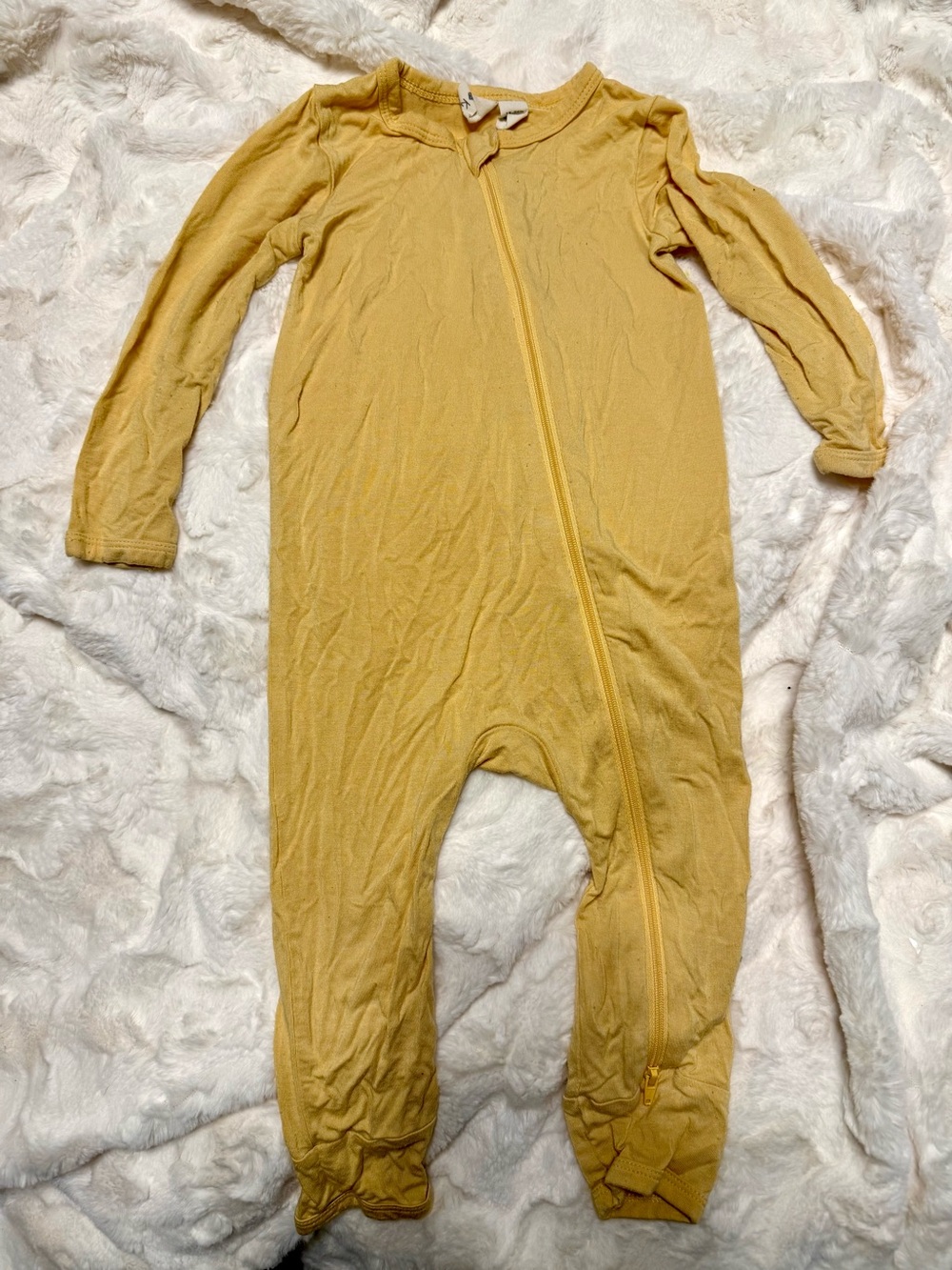 Kyte BABY Mustard Long-Sleeve Zip Footless One-Piece